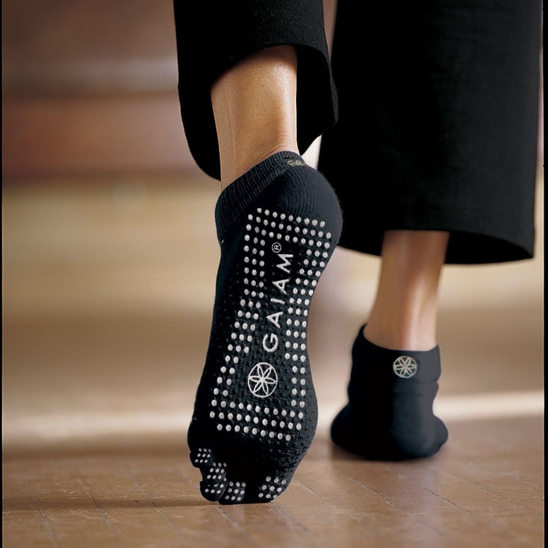 Gaiam Grippy Yoga Socks for Women & Men - Full Toe Non-Slip Sticky Grip for Yoga, Barre, Pilates, Dance, and Ballet - Image 2