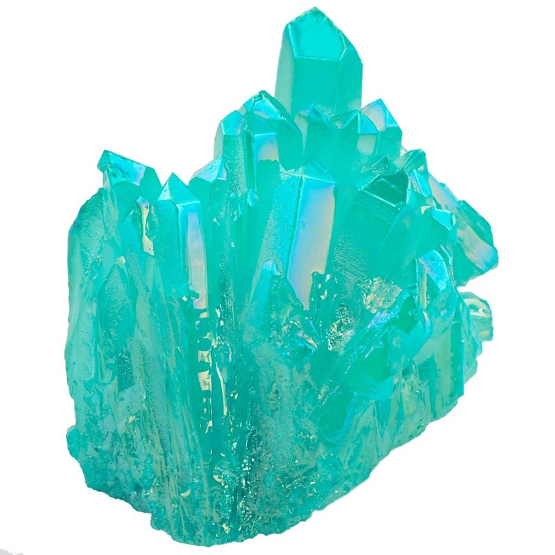 Rockcloud Healing Crystal Natural Titanium Coated Lake Blue Rock Quartz Cluster Geode Druzy Home Decoration Gemstone Specimen - Image 1