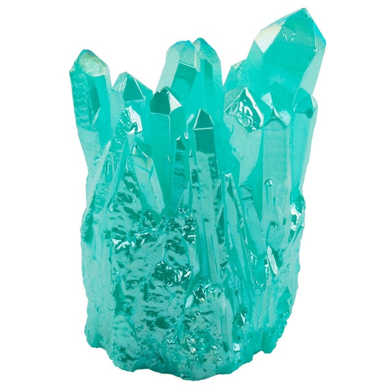 Rockcloud Healing Crystal Natural Titanium Coated Lake Blue Rock Quartz Cluster Geode Druzy Home Decoration Gemstone Specimen - Image 3
