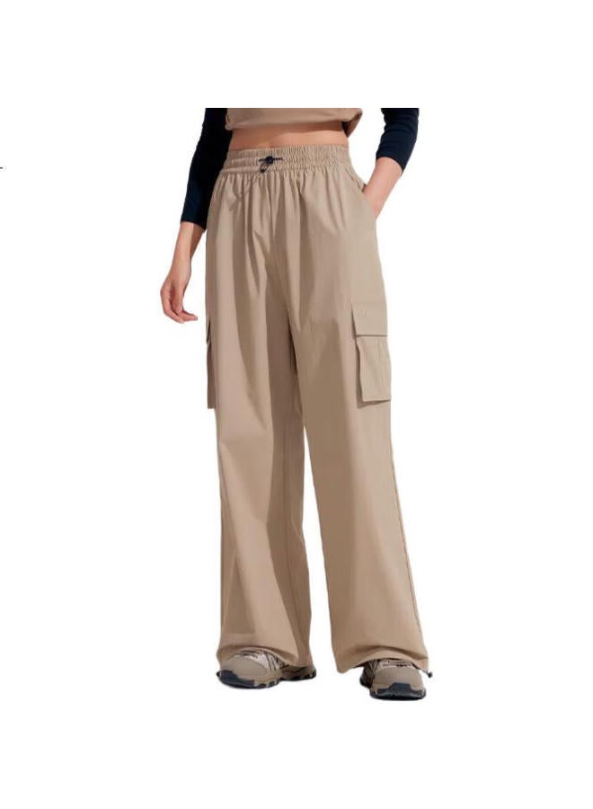 Vvc Women'S Casual Pants, Spring And Summer Sun Protection Cargo Pants, Wide-Leg Two-Way Wear, Quick-Dry Cool-Feeling Patrol Pants, Dark Khaki, L - Image 1