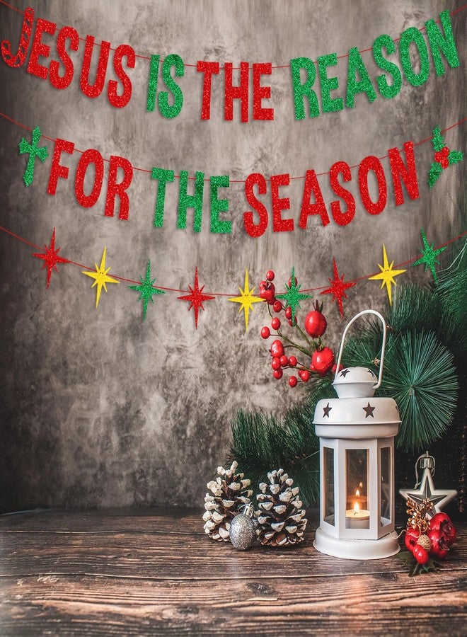 PTFNY Jesus is The Reason for The Season Banner Christmas Nativity Decoration Merry Christmas Celebrate Jesus' Birthday Party Decor Supplies - Image 4