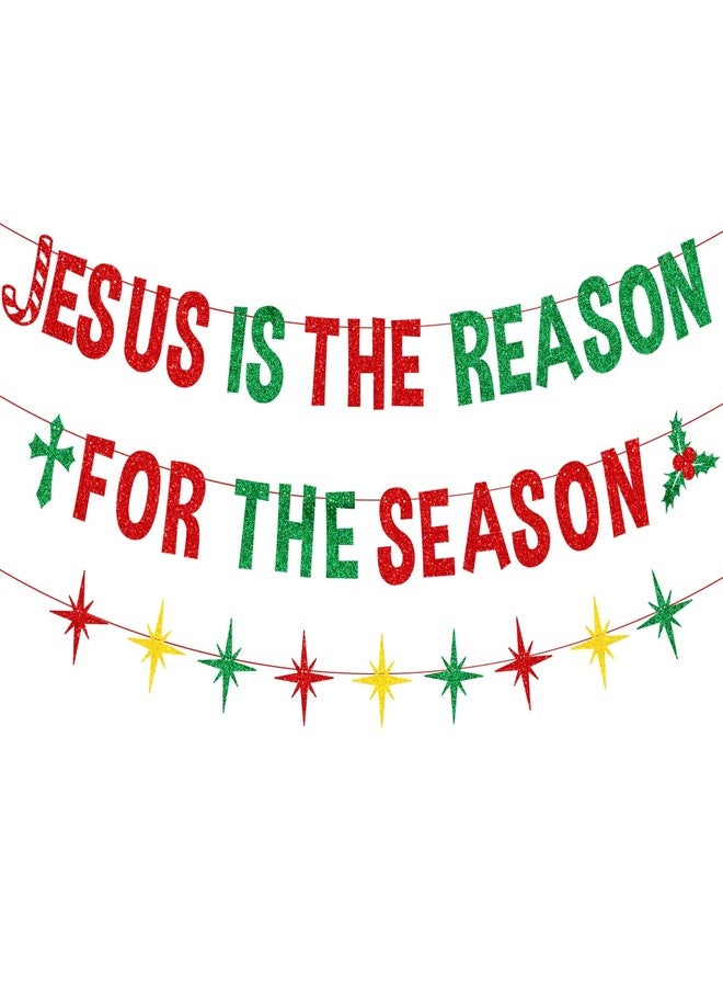 PTFNY Jesus is The Reason for The Season Banner Christmas Nativity Decoration Merry Christmas Celebrate Jesus' Birthday Party Decor Supplies - Image 1