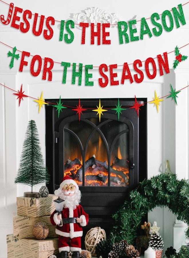 PTFNY Jesus is The Reason for The Season Banner Christmas Nativity Decoration Merry Christmas Celebrate Jesus' Birthday Party Decor Supplies - Image 3
