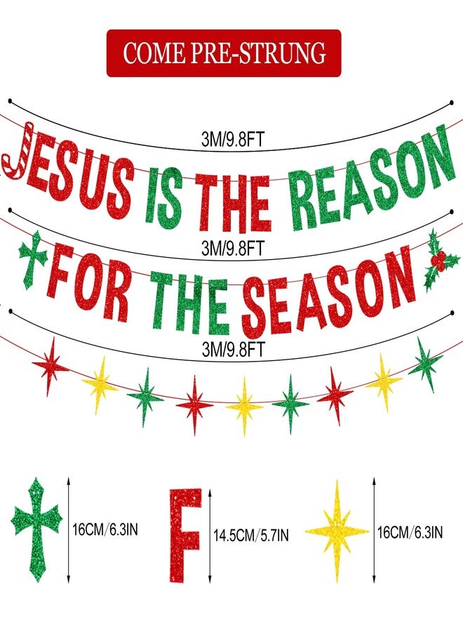 PTFNY Jesus is The Reason for The Season Banner Christmas Nativity Decoration Merry Christmas Celebrate Jesus' Birthday Party Decor Supplies - Image 2