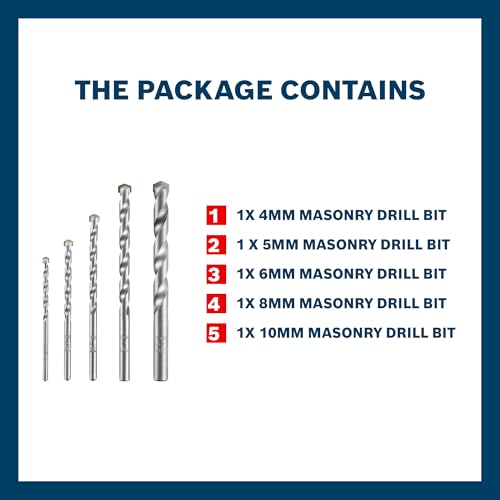Bosch Professional Impact Drill Bit / Masonry Drill Bit Set With Diameter 4mm, 5mm, 6mm, 8mm, 10mm, Pack Of 5 - Image 2