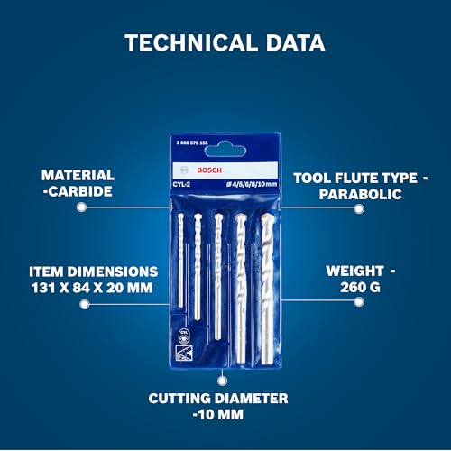 Bosch Professional Impact Drill Bit / Masonry Drill Bit Set With Diameter 4mm, 5mm, 6mm, 8mm, 10mm, Pack Of 5 - Image 5