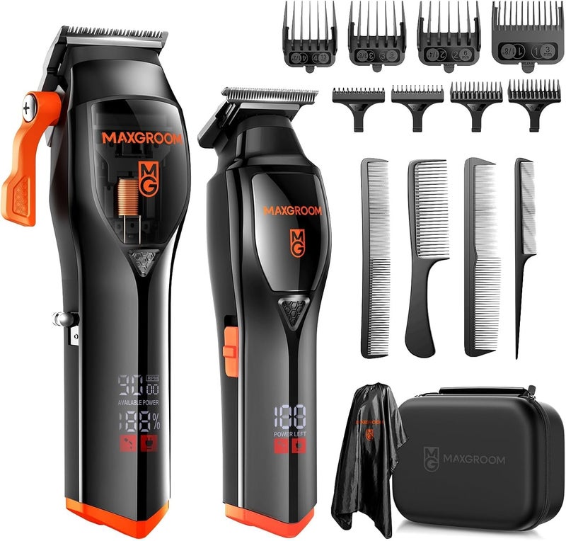 MAXGROOM Electric Hair Clippers Men 2in1 Cordless Hair Trimmer 9000RPM Magnetic Levitation Professional Haircut Grooming Kit 2000mAh Longer Battery Life Rechargeable Barber Clipper Set