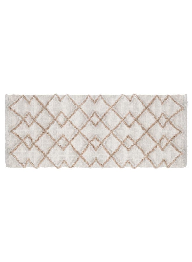 Five Simply Smart Ethnic Design Cotton Bath Mat White and Taupe 50 x 120 cm 174714A - Image 1