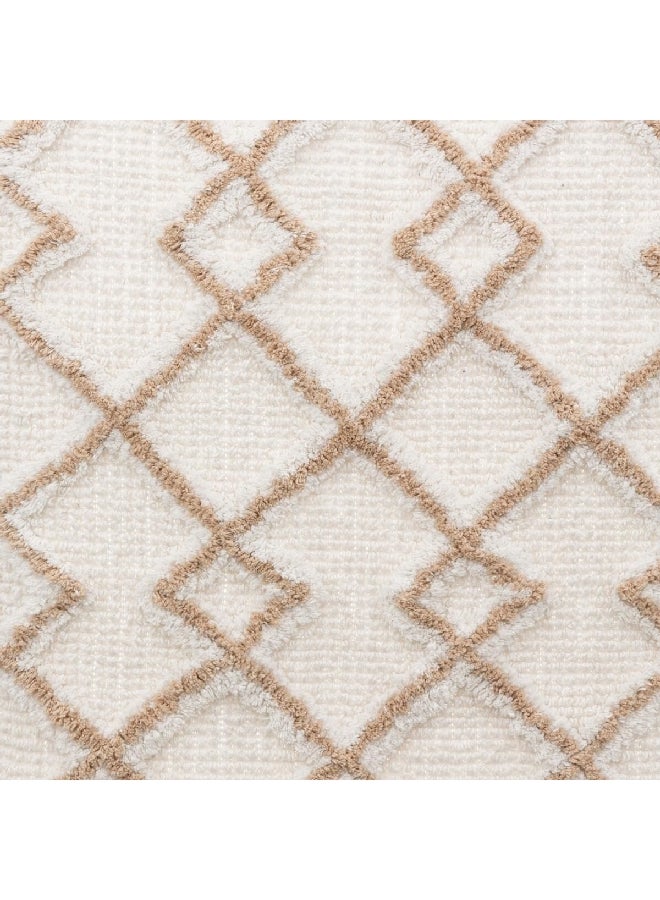 Five Simply Smart Ethnic Design Cotton Bath Mat White and Taupe 50 x 120 cm 174714A - Image 3