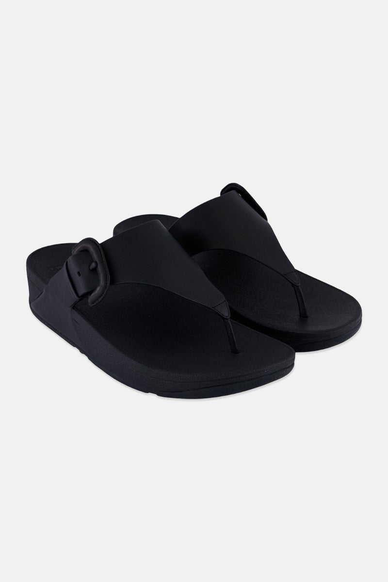 FitFlop صنادل نسائية لولو مغلقة بإبزيم حواف جلدية غير مصقولة، سوداء - Image 1