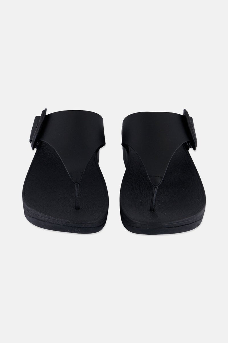 FitFlop صنادل نسائية لولو مغلقة بإبزيم حواف جلدية غير مصقولة، سوداء - Image 4