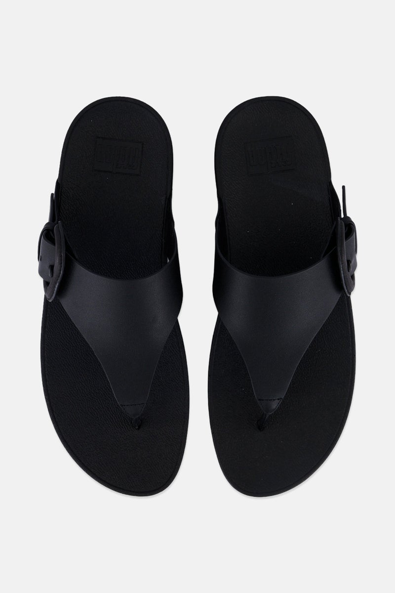 FitFlop صنادل نسائية لولو مغلقة بإبزيم حواف جلدية غير مصقولة، سوداء - Image 3