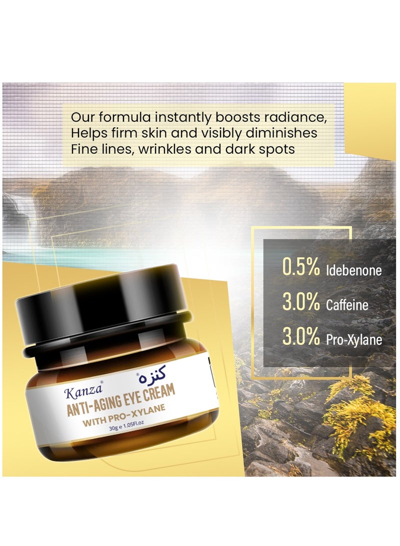 Kanza Anti-aging Retinol Eye Cream Dark Circles Fade Fine Lines Remove Eye Bags Anti-Wrinkle Firming & Brighten Skin Infused with Retinol Arbutin Vitamin C & E 30g - Image 3