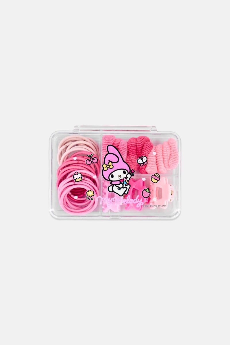 Sanrio Kids Girl 46 Pcs My Melody Hair Elastic And Clam Clip Set, Multicolor - Image 1