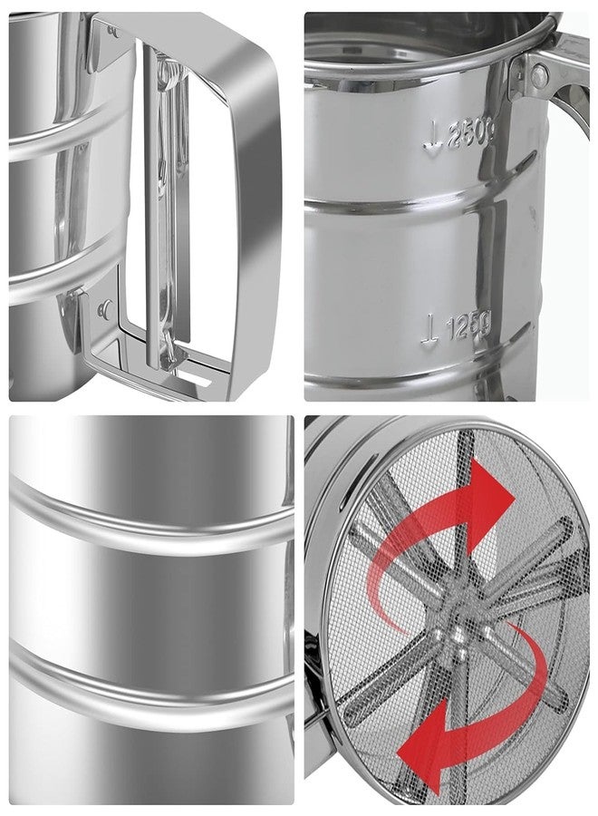 LEMOZA Flour Sifter-Stainless Steel Hand Held Flour Sifter,Flour Shaker Cup for Home Kitchen with Hand Press, Large Capacity Baking Sieve Cup for Icing Sugar Cake Flour (Silver) - Image 5
