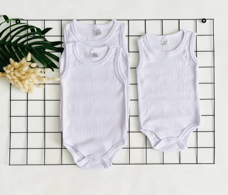 مياكيدزورلد Baby Basic Ribbed Crew Neck 3-Piece Newborn Child Body Set - White (0-6 Years)