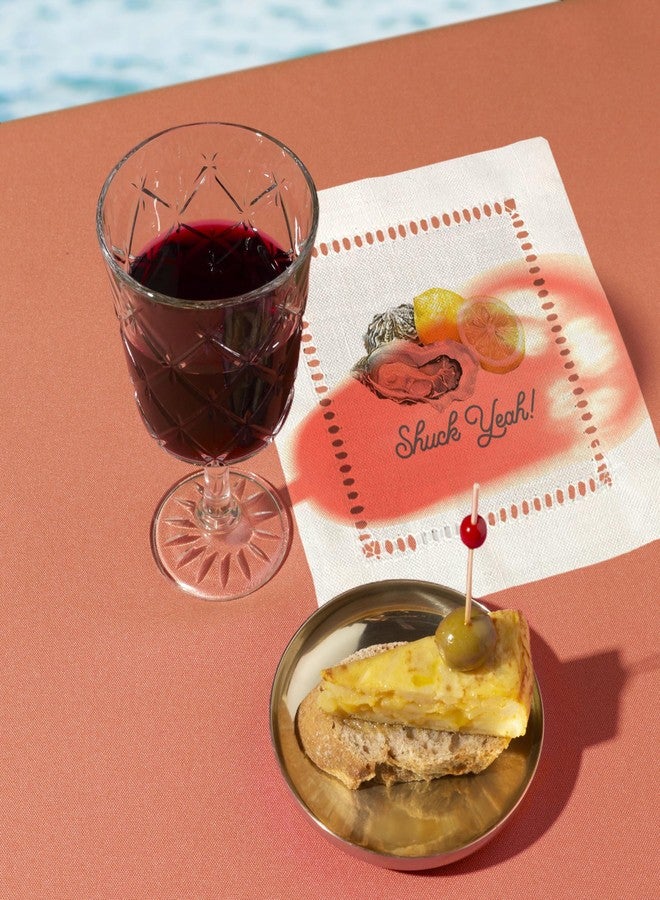 Jolitee Decorative Hemstitch Cocktail Napkins, 6"x6" Washable Linen-Like Cloth Napkins, Handmade for Entertaining and Everyday Use (Shuck Yeah) - Image 5