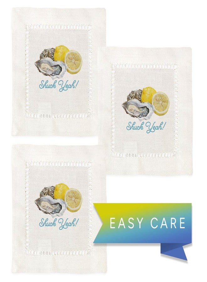 Jolitee Decorative Hemstitch Cocktail Napkins, 6"x6" Washable Linen-Like Cloth Napkins, Handmade for Entertaining and Everyday Use (Shuck Yeah) - Image 3