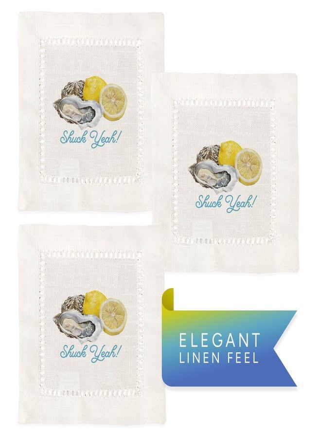 Jolitee Decorative Hemstitch Cocktail Napkins, 6"x6" Washable Linen-Like Cloth Napkins, Handmade for Entertaining and Everyday Use (Shuck Yeah) - Image 2