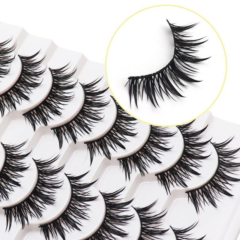 Losha Eyelashes Wispy Wet Look Manga Lashes Natural Look 18mm Spiky Anime Fake Eyelashes 10 Pairs Handmade Faux Mink Lashes Pack (02) - Image 5