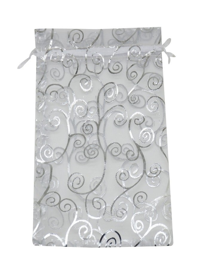 SUNGULF 100pcs Organza Pouch Bag Drawstring 5x7" 13x18cm Strong Gift Candy Bag (White Silver) - Image 2