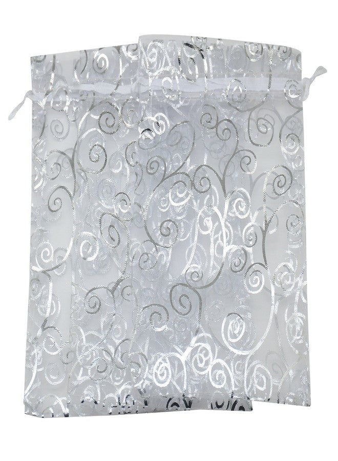 SUNGULF 100pcs Organza Pouch Bag Drawstring 5x7" 13x18cm Strong Gift Candy Bag (White Silver) - Image 3