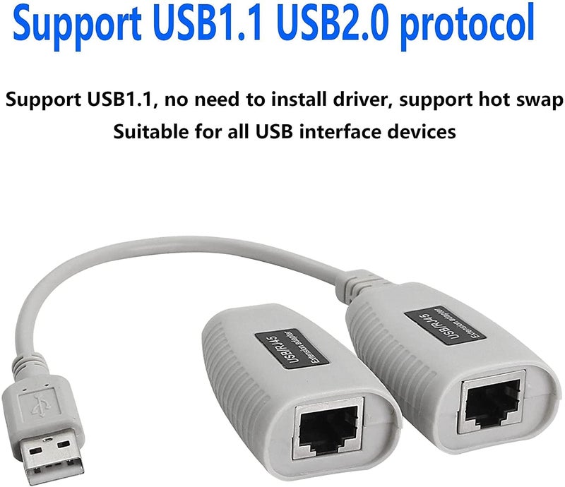 COOLCOLD RJ45 Cat Extension Cable USB 2.0 to LAN Adapter Over Cat5/Cat5e/Cat6 Cable Connector Up to 150ft Length - Image 3