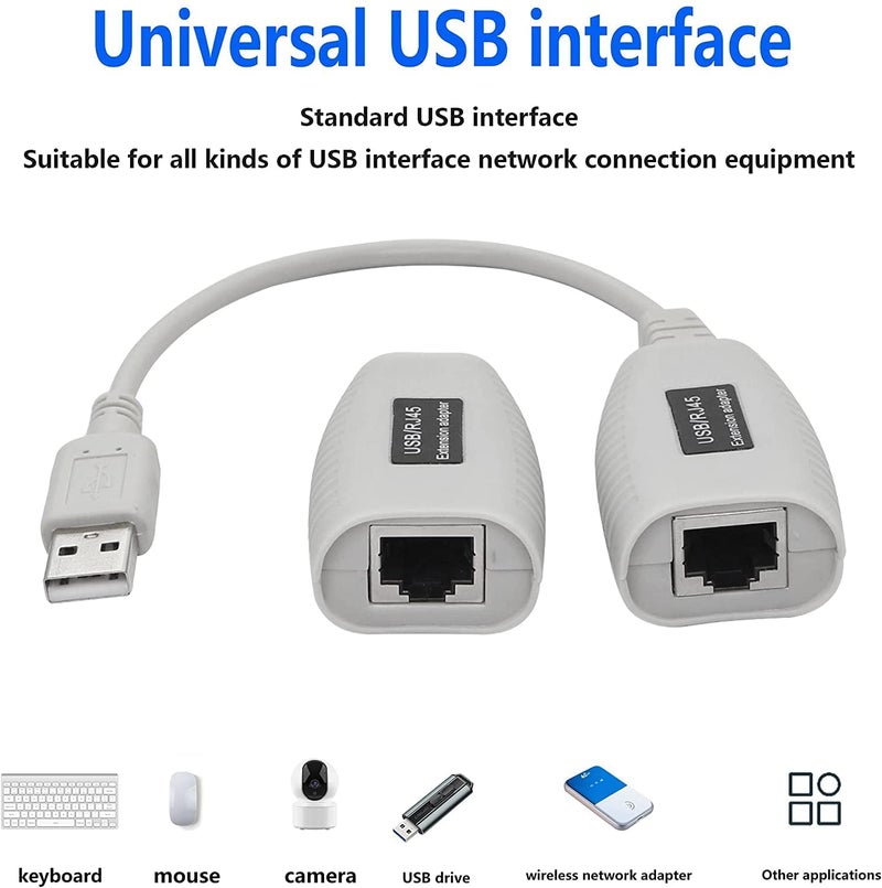 COOLCOLD RJ45 Cat Extension Cable USB 2.0 to LAN Adapter Over Cat5/Cat5e/Cat6 Cable Connector Up to 150ft Length - Image 4