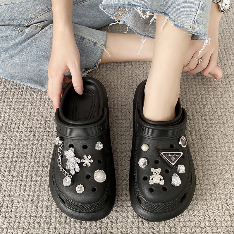 2023 New Eva Thick-Soled Children'S Hole Shoes Summer Garden Shoes Height Increasing Diy Sandals Beach Shoes Parent-Child Slippers - Image 1