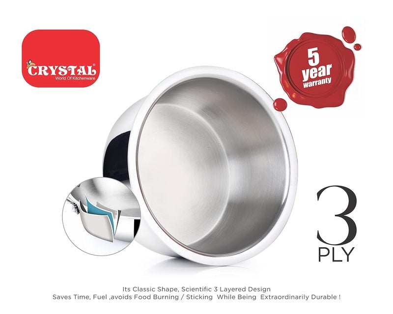 Crystal TriPro Triply Stainless Steel Tope with Lid 24 cm Induction Bottom - Image 3