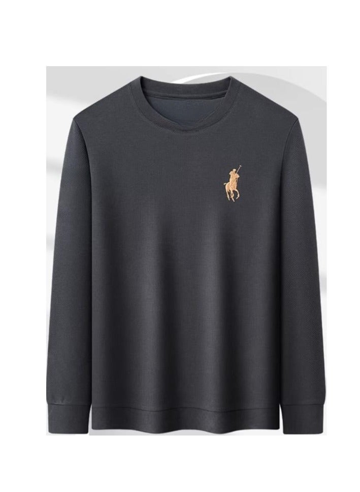 Paul Men's Long Sleeved Round Neck T-Shirt Base Sweater Sweatshirt - Image 2