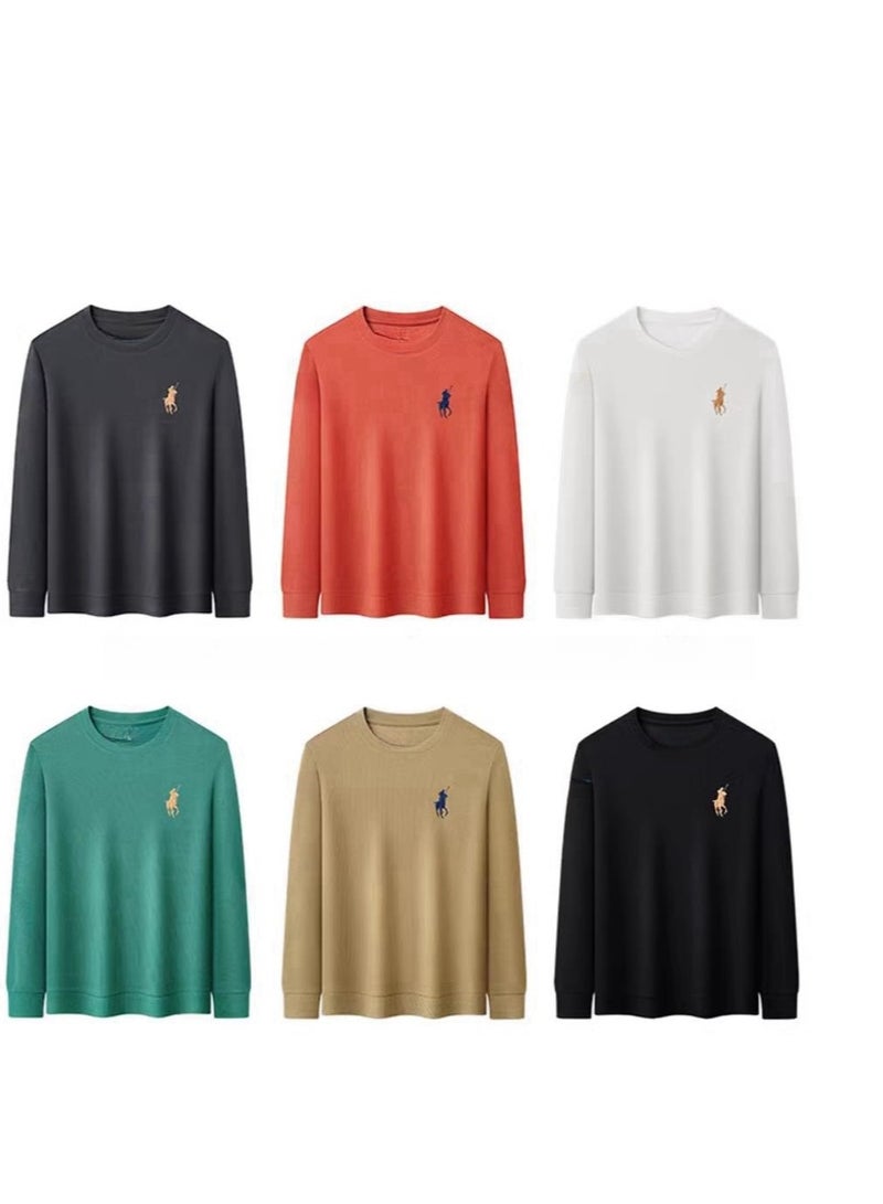 Paul Men's Long Sleeved Round Neck T-Shirt Base Sweater Sweatshirt - Image 4