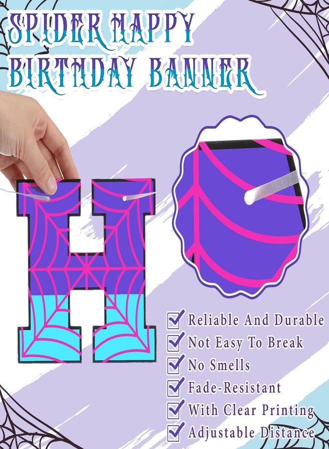 اودين زينة لافتة عيد ميلاد بتصميم عنكبوت شبح أودين، لافتة عيد ميلاد سعيد جاهزة للتعليق، شبكة عنكبوت أرجوانية، أعلام، لافتة، أرجواني، أزرق، وردي، خلفية كرتونية، لوازم حفلات، هدايا - Image 5