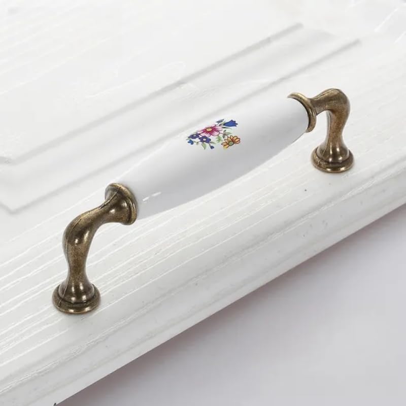 ES EVGOR STUDIO Evgor Studios Round Ceramic Handle for Kitchen CabinetDrawerDressertv Unit in 6inches Pack of 2 