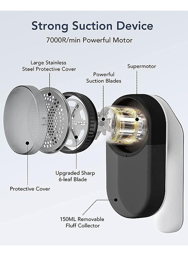 general Fabric Shaver, Rechargeable Lint Remover, LED Digital Display Sweater Shaver with 3-Speeds and 6-Leaf Blades, Fabric Pill Remover for Clothes Sweater Couch Blanket (Black and White) - Image 2