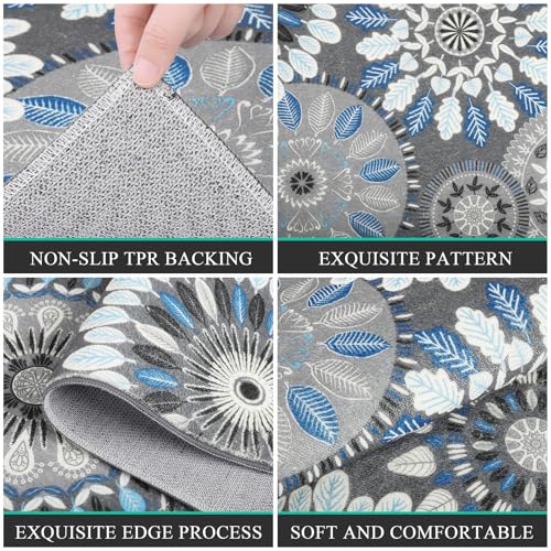 Bsmathom Boho Kitchen Rug Sets 3 Piece, Farmhouse Kitchen Rugs and Mats Non Skid Washable, Non Slip Kitchen Mats for Floor, Vintage Kitchen Floor Mat Carpet for Hallway Laundry Room - Image 3