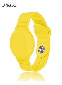 Unique Kids Waterproof Airtag Bracelet Compatible with Apple AirTag, Hidden Silicon Protective Case for Air Tag Holder, Adjustable Anti-Lost Watch Band for Toddler Child （Yellow）  - Image 1