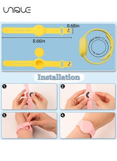 Unique Kids Waterproof Airtag Bracelet Compatible with Apple AirTag, Hidden Silicon Protective Case for Air Tag Holder, Adjustable Anti-Lost Watch Band for Toddler Child （Yellow）  - Image 2