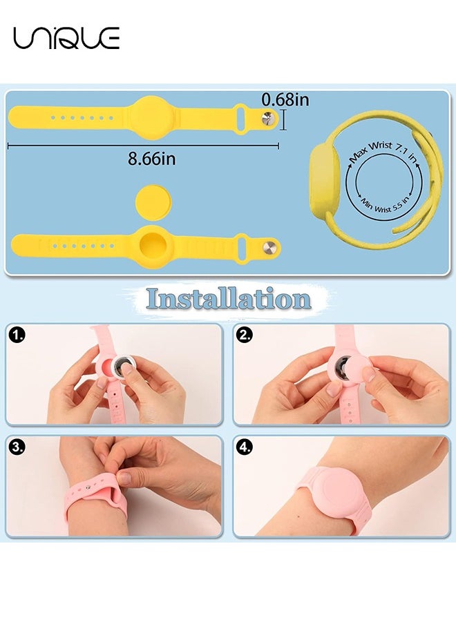 Unique - Kids Waterproof Airtag Bracelet Compatible with Apple AirTag, Hidden Silicon Protective Case for Air Tag Holder, Adjustable Anti-Lost Watch Band for Toddler Child （Yellow） - Image 1