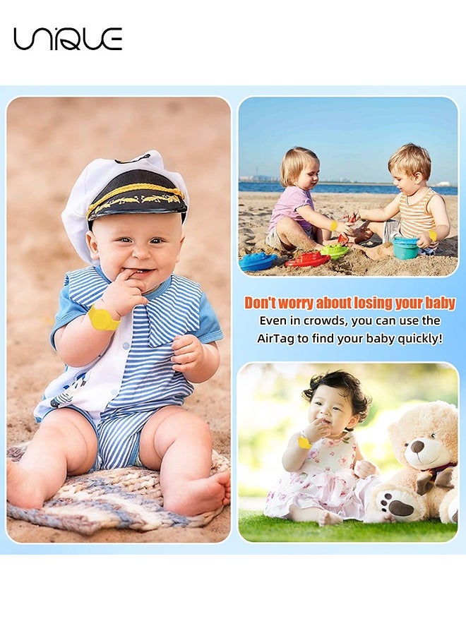 Unique - Kids Waterproof Airtag Bracelet Compatible with Apple AirTag, Hidden Silicon Protective Case for Air Tag Holder, Adjustable Anti-Lost Watch Band for Toddler Child （Yellow） - Image 1