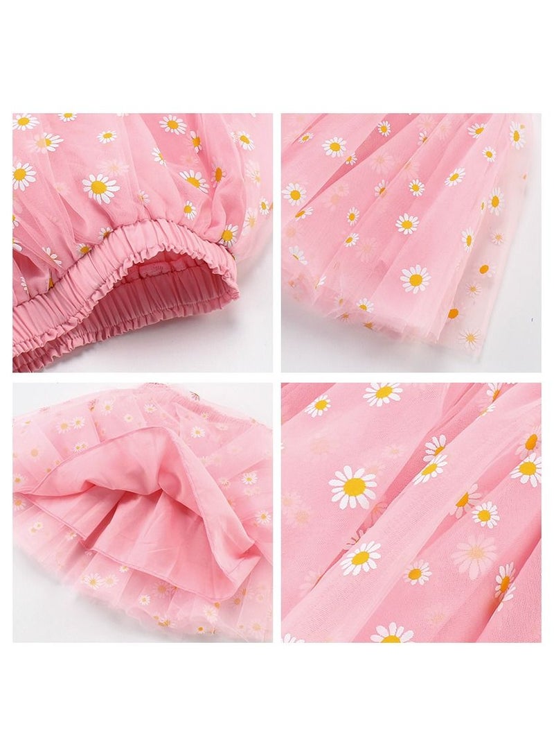 DUNISO Girl's Layered Tutu Skirt Tulle Princess Flower Print A-Line Mini Skirt Princess Dresses Dance Wear Clothes for Little Girl 110cm - Image 2