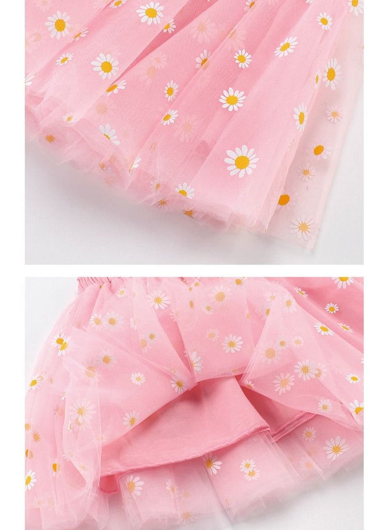 DUNISO Girl's Layered Tutu Skirt Tulle Princess Flower Print A-Line Mini Skirt Princess Dresses Dance Wear Clothes for Little Girl 110cm - Image 5