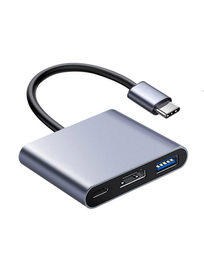 Three-in-one Type-c To Hdmi Expansion Dock Tv Projector Adapter Hub Concentrator Extension Dock Digital Computer Usb Hub-Number Of Interfaces:3in1 Elevator 60W (gray)  - Image 1
