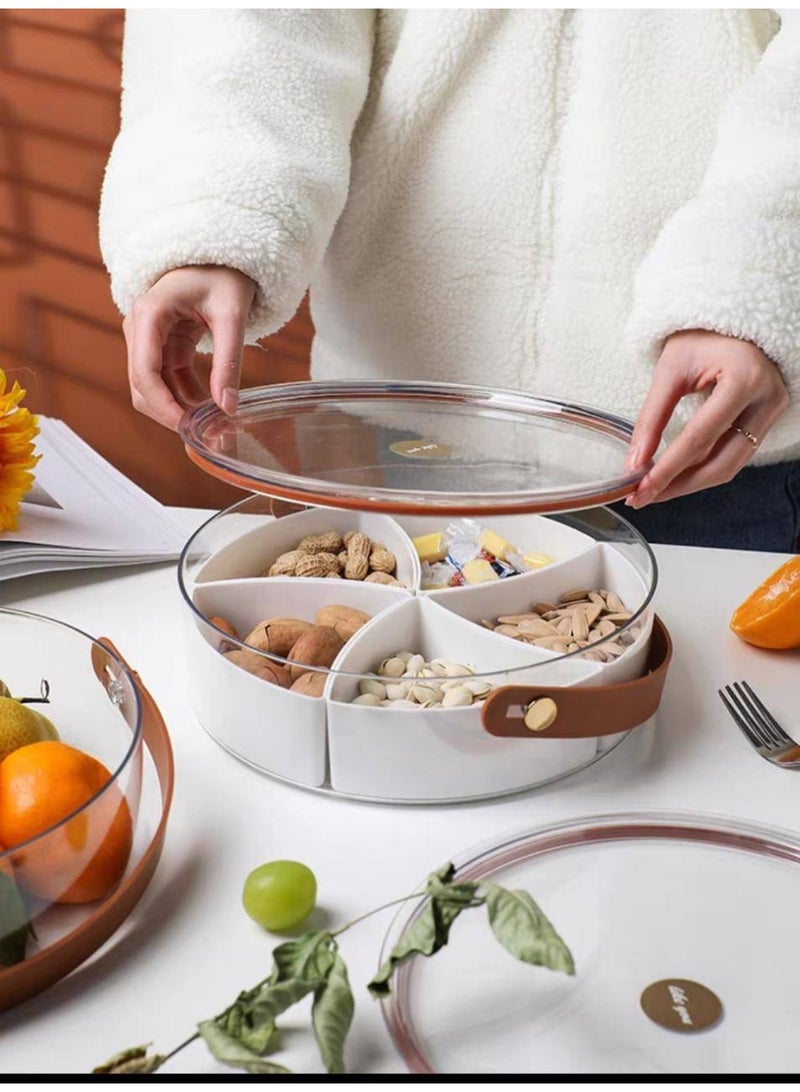 FALMER Clear Divided Serving Tray with Lid & Handle, Snack Box Charcuterie Container, Portable Serving Platters with 5 Compartments Snack Tray Snack Organizer for Candy, Fruits, Nuts - Image 2