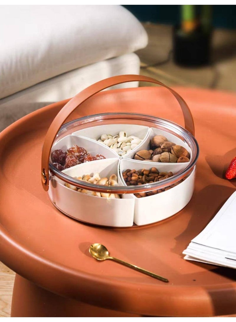 FALMER Clear Divided Serving Tray with Lid & Handle, Snack Box Charcuterie Container, Portable Serving Platters with 5 Compartments Snack Tray Snack Organizer for Candy, Fruits, Nuts - Image 4