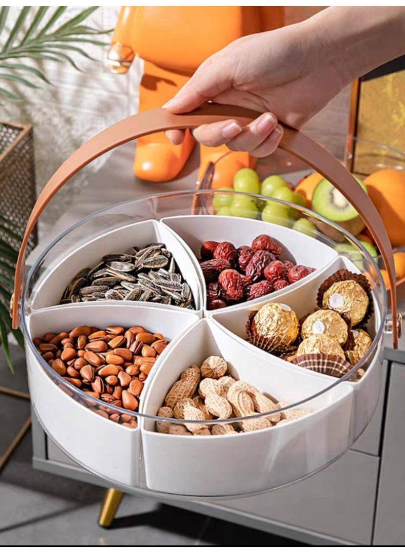 FALMER Clear Divided Serving Tray with Lid & Handle, Snack Box Charcuterie Container, Portable Serving Platters with 5 Compartments Snack Tray Snack Organizer for Candy, Fruits, Nuts - Image 5