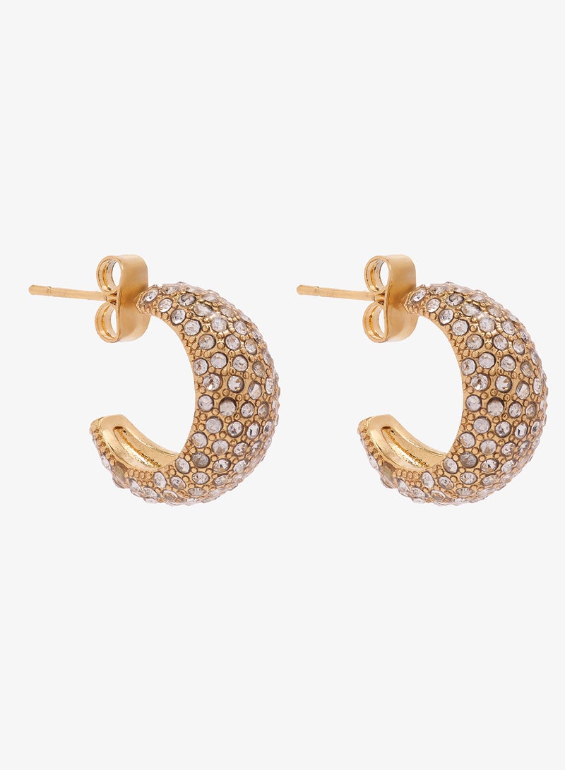 ELLA Small Rhinestone Embellished Gold Accent Earrings - Image 1
