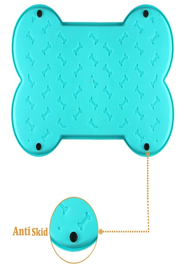 AniMax Bone Shape Tray Anti Skid With Stainless Steel Bowl (Specially For Dog)-520 Ml (Tourquise),?18 cm,H_15 cm,W_18 cm - Image 2