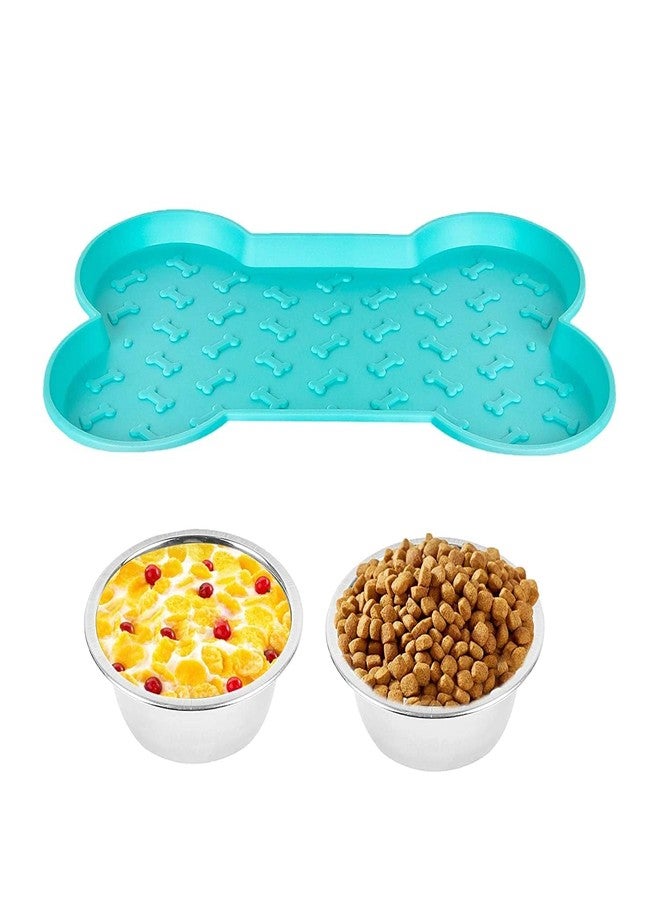 AniMax Bone Shape Tray Anti Skid With Stainless Steel Bowl (Specially For Dog)-520 Ml (Tourquise),?18 cm,H_15 cm,W_18 cm - Image 4