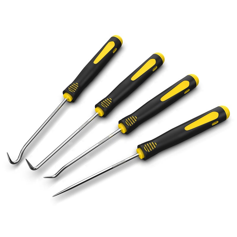 FJCTER Precision Hook and Pick Set 4Piece Automotive O Ring Pick Set Mechanic Pick Tools with Ergonomic Handle Knurled Shaft for Automotive Electronics Gunsmith Tools - Image 3